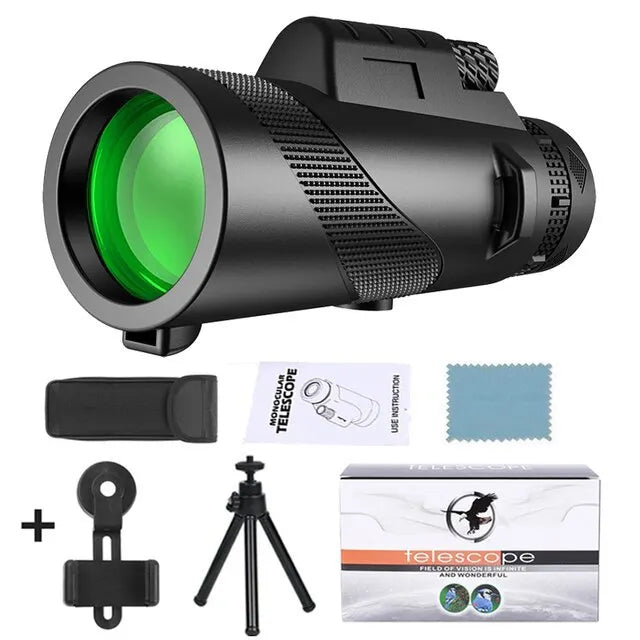 Telescópio Monocular Portátil HD 80x100 - Ideal para suas Aventuras + acessórios