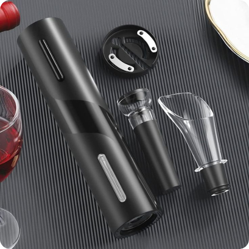 Abridor Elétrico de Vinho Automático - Recarregável (KIT 4 EM 1)